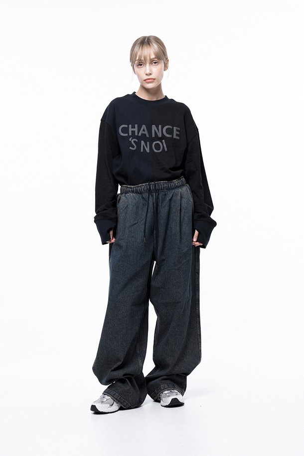 CHANCE'S NOI FOR WOMEN - 캐주얼팬츠 - Corduroy Washed Banding Denim - Dark /W243PT01DK