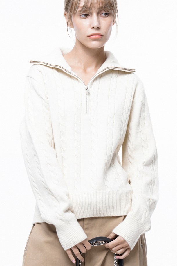 CHANCE'S NOI FOR WOMEN - 스웨터 - Soft Cable Half Zip-up Knit - Ivory /W243TP01IV