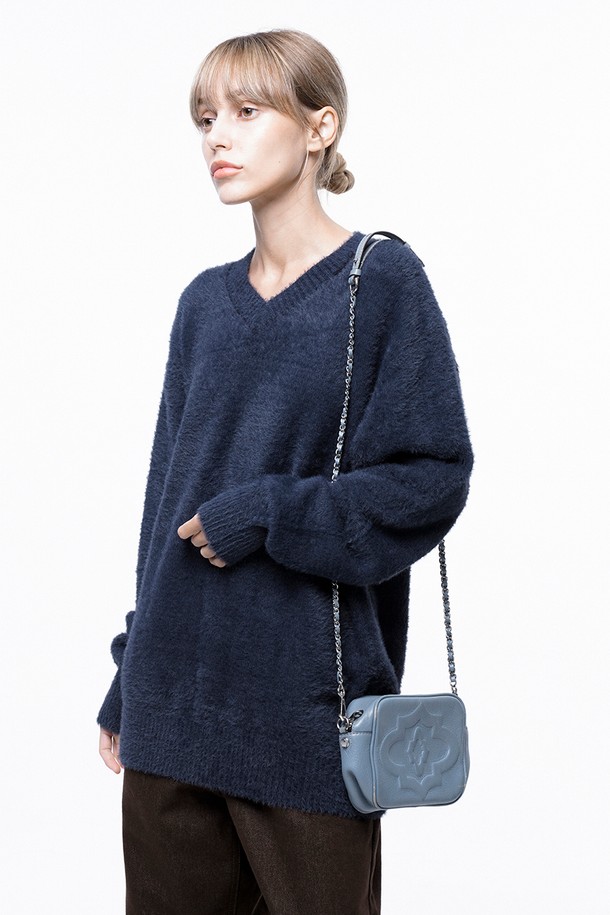 CHANCE'S NOI FOR WOMEN - 스웨터 - Soft Mohair Angora V-neck Knit - Navy /W243TP07NY