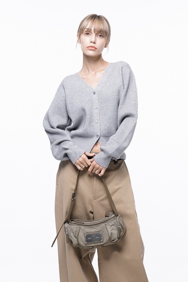 CHANCE'S NOI FOR WOMEN - 가디건 - Soft Crop Knit Cardigan - Melange /W243TP04ML