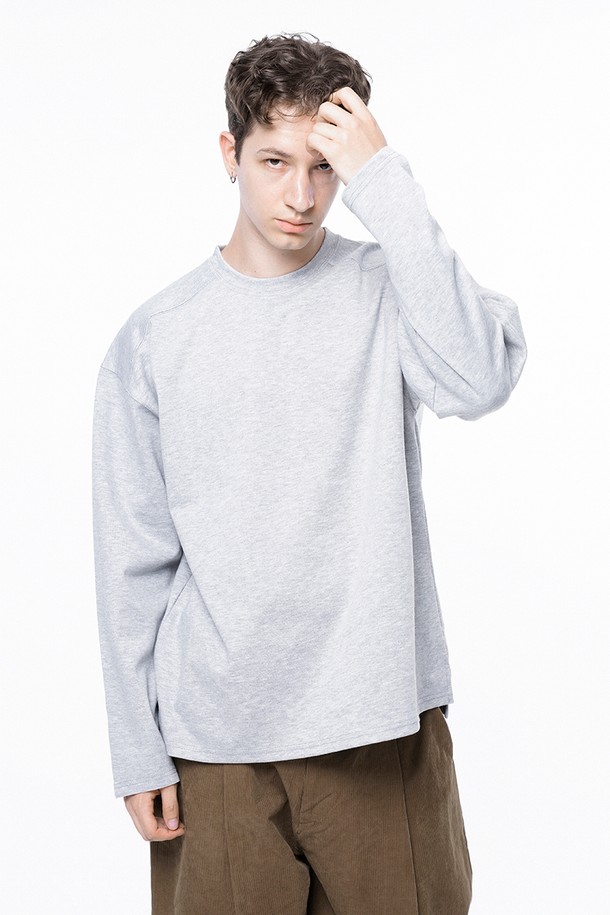 CHANCE'S NOI - 긴팔티셔츠 - Ponte Slit Long-sleeved - Gray /M243TP02GR