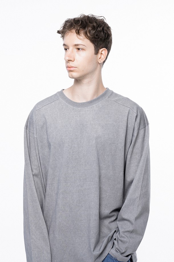 CHANCE'S NOI - 긴팔티셔츠 - Pigment Slit Long sleeved - Gray /M243TP03GR