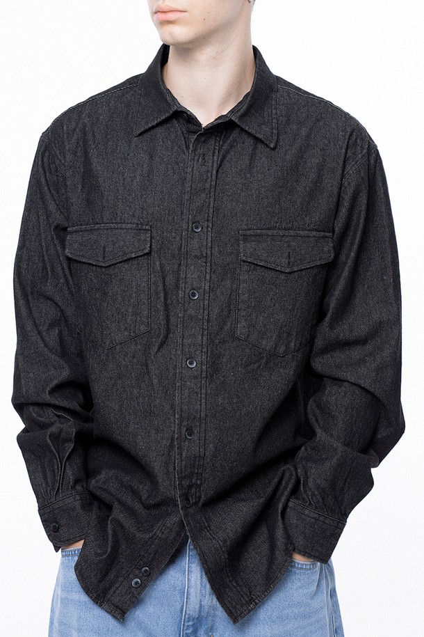 CHANCE'S NOI - 긴팔셔츠 - Western Pocket Denim Shirt - Black Indigo /W243SH03BKM