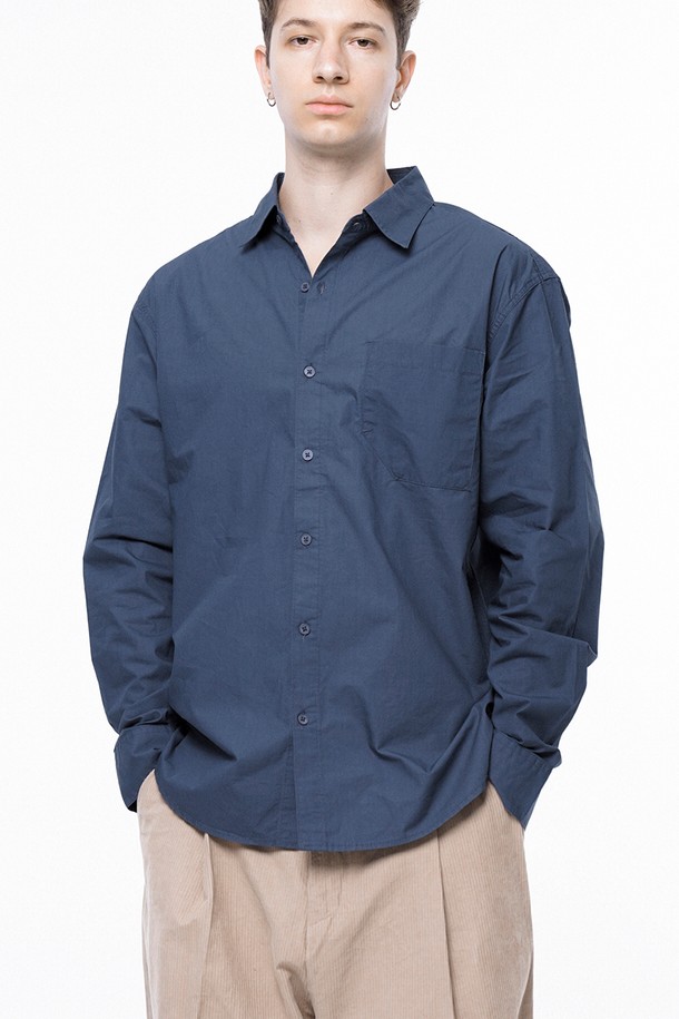 CHANCE'S NOI - 긴팔셔츠 - Standard Polygon Pocket Shirt - Royal Navy /M243SH01NY