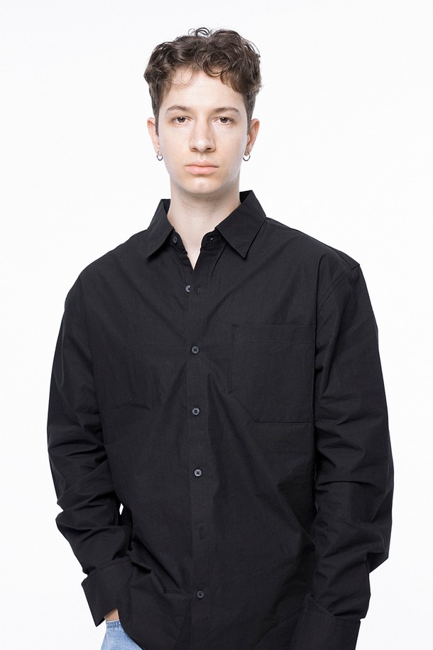 CHANCE'S NOI - 긴팔셔츠 - Standard Polygon Pocket Shirt - Black /M243SH01BK