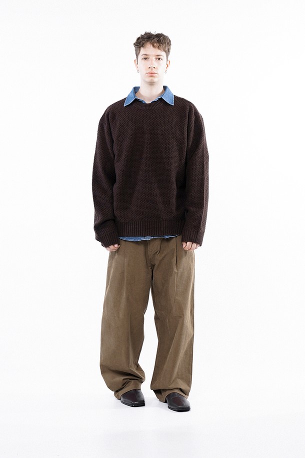 CHANCE'S NOI - 스웨터 - Hazzy Oversized round knit - Brown /M243TP05BR