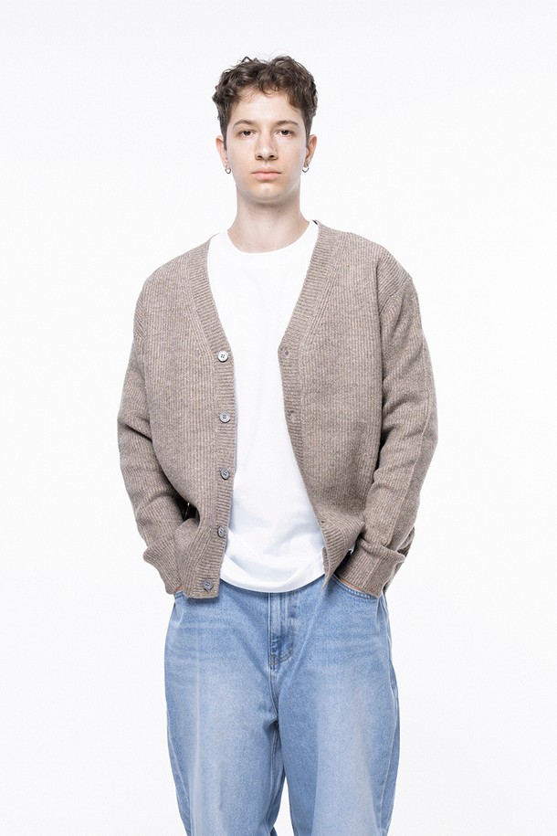 CHANCE'S NOI - 가디건 - Dense Hazzy Y-neck Cardigan - Beige /M243OT01BE