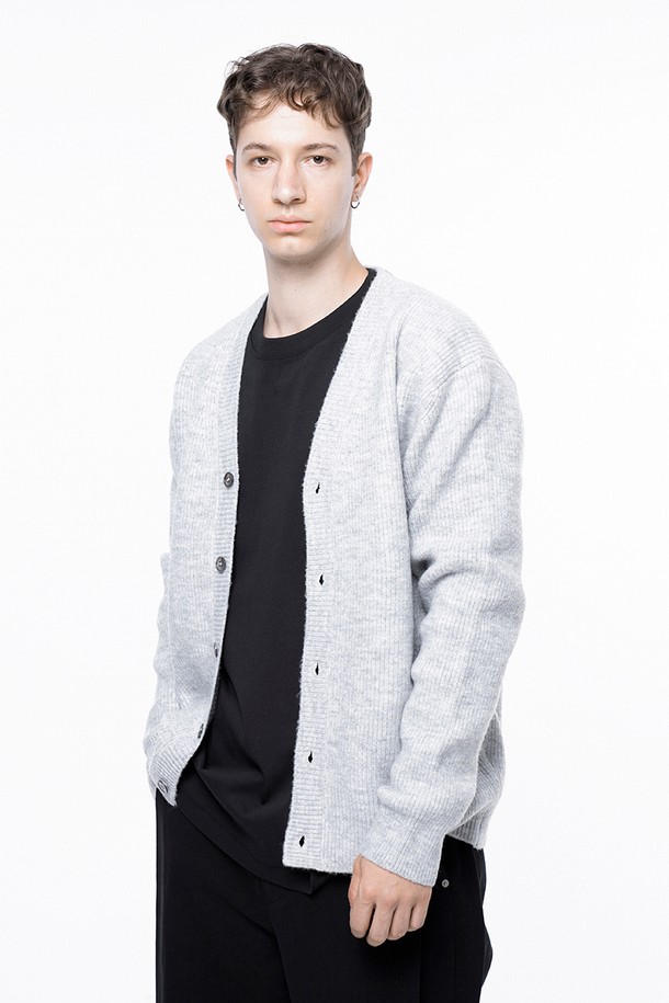 CHANCE'S NOI - 가디건 - Dense Hazzy Y-neck Cardigan - Melange /M243OT01ML