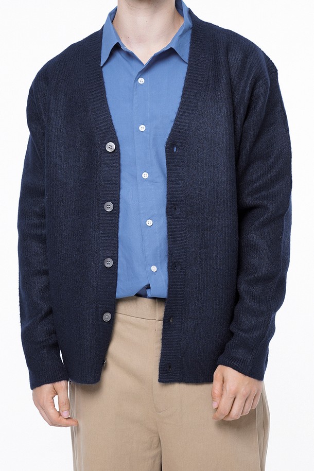 CHANCE'S NOI - 가디건 - Dense Hazzy Y-neck Cardigan - Navy /M243OT01NY