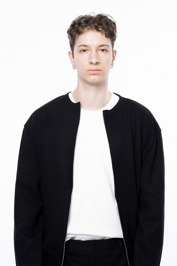 CHANCE'S NOI - 가디건 - Hard Two-way Zip-up Cardigan - Black /W243TP11BKM