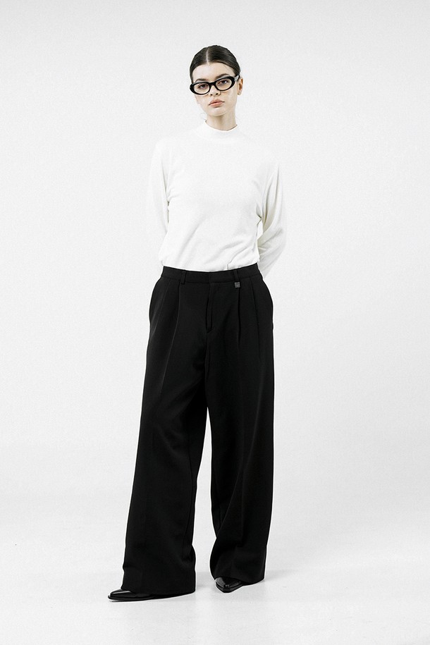 CHANCE'S NOI FOR WOMEN - 캐주얼팬츠 - [for Women] Wool Banding Wide Slacks - Black /W244PT01BK