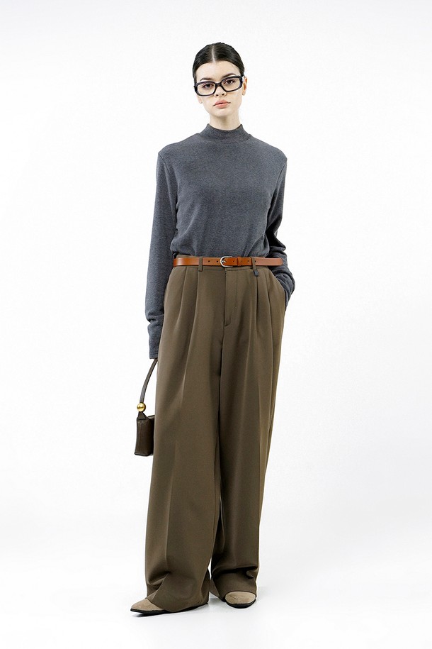 CHANCE'S NOI FOR WOMEN - 캐주얼팬츠 - [for Women] Wool Banding Wide Slacks - Brown /W244PT01BR