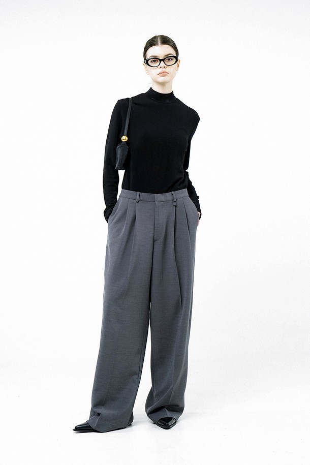 CHANCE'S NOI FOR WOMEN - 캐주얼팬츠 - [for Women] Wool Banding Wide Slacks - Gray /W244PT01GR