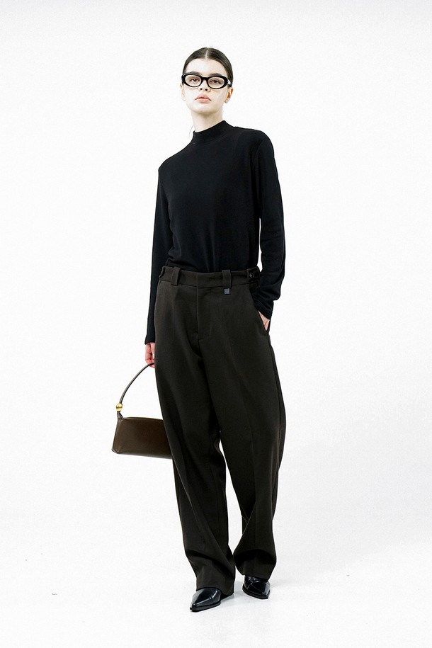 CHANCE'S NOI FOR WOMEN - 캐주얼팬츠 - [for Women] Flap Button Wool Slacks - Dark Brown /W244PT02DB