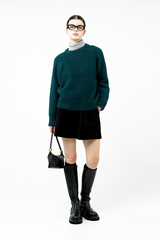 CHANCE'S NOI FOR WOMEN - 스웨터 - [for Women] Boucle Reglan Round Knit - Deep Green /W244TP04GN