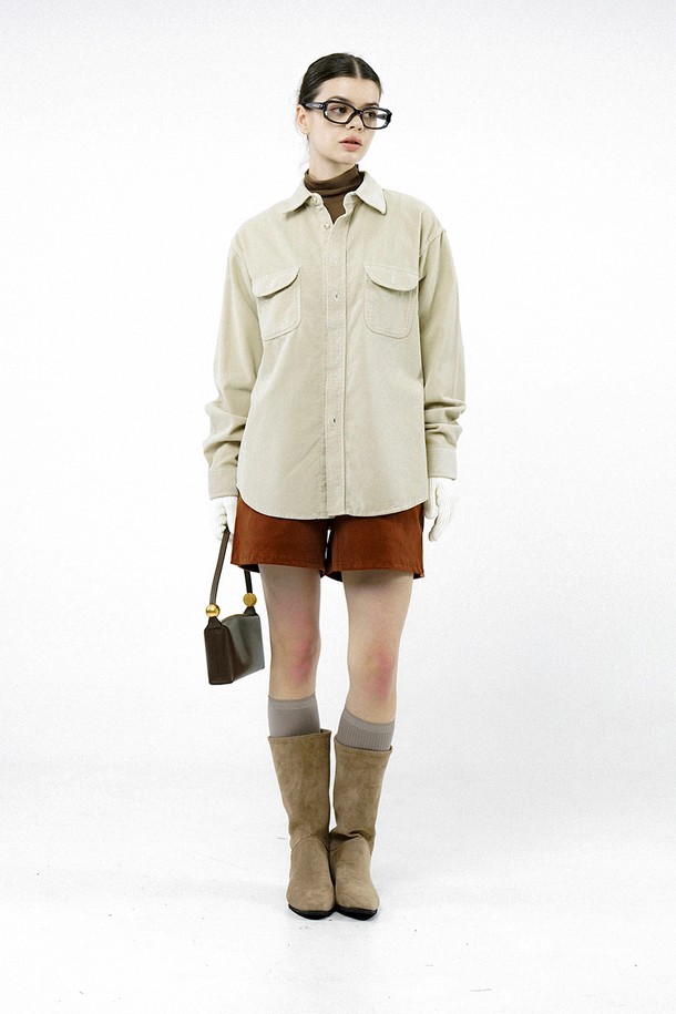 CHANCE'S NOI FOR WOMEN - 긴팔셔츠 - [for Women] Loose-Fit Corduroy Shirt - Cream/W244TP07CR