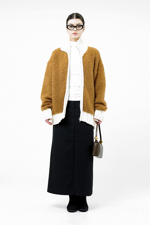 CHANCE'S NOI FOR WOMEN - 가디건 - [for Women] Boucle Color High neck Zip up - Camel /W244TP10CM