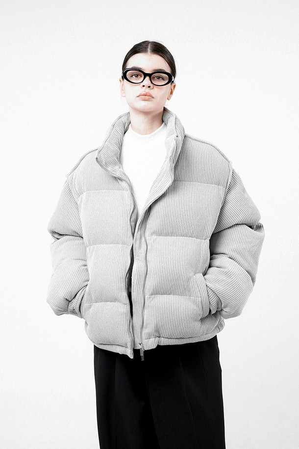 CHANCE'S NOI FOR WOMEN - 점퍼 - [for Women] Oversized Corduroy Knit Padding - Light Gray /W244OT05LG