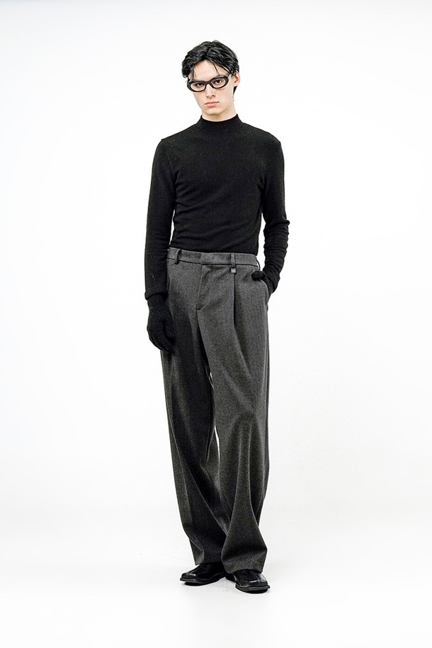 CHANCE'S NOI - 캐주얼팬츠 - Raised One Tuck Wool slacks - Charcoal /M244PT01CH