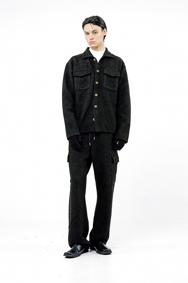 CHANCE'S NOI - 가디건 - Boucle Pocket Shirt Jacket - Black /W244TP01BK-M