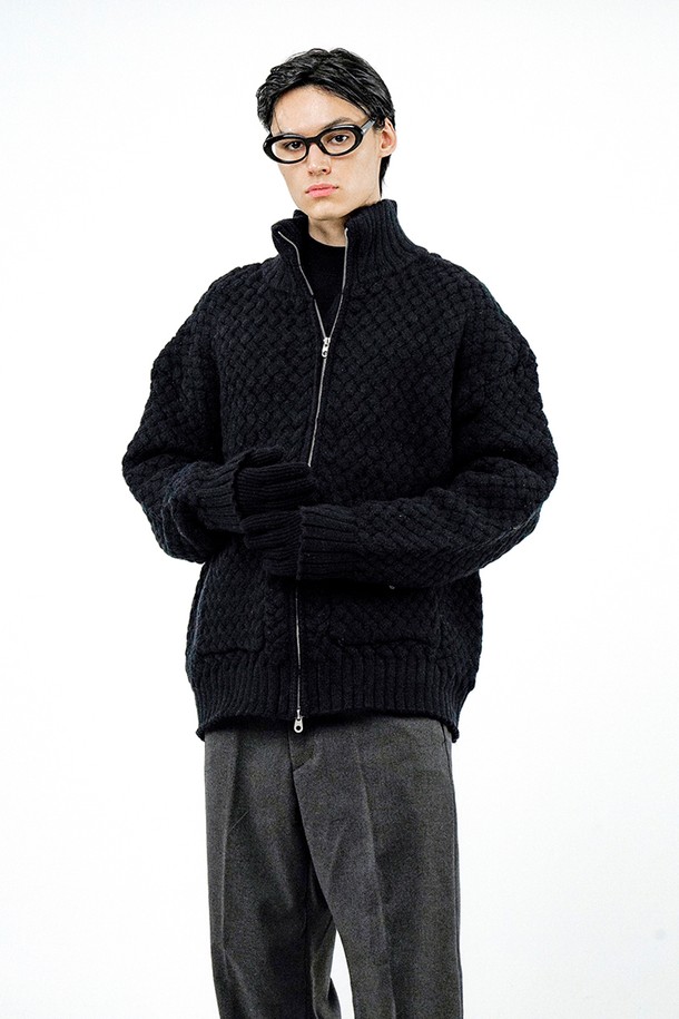 CHANCE'S NOI - 가디건 - High-neck Sweater Zip-up - Black /M244TP07BK