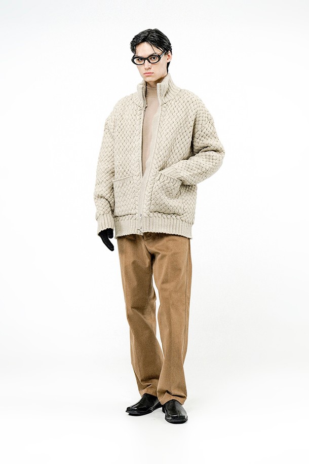 CHANCE'S NOI - 가디건 - High-neck Sweater Zip-up - Oatmeal /M244TP07OT