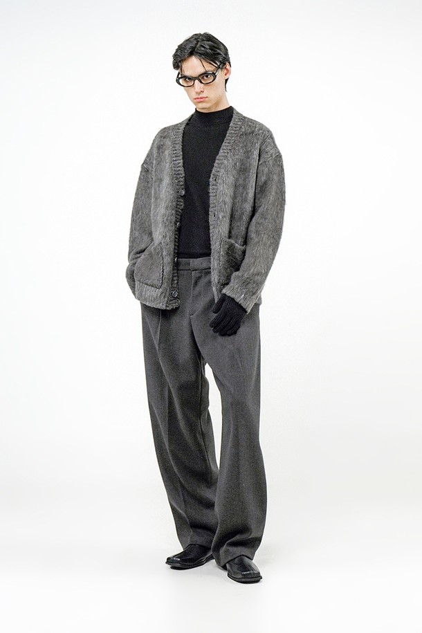 CHANCE'S NOI - 가디건 - Brush Sweater Loose Cardigan - Charcoal /M244TP08CH