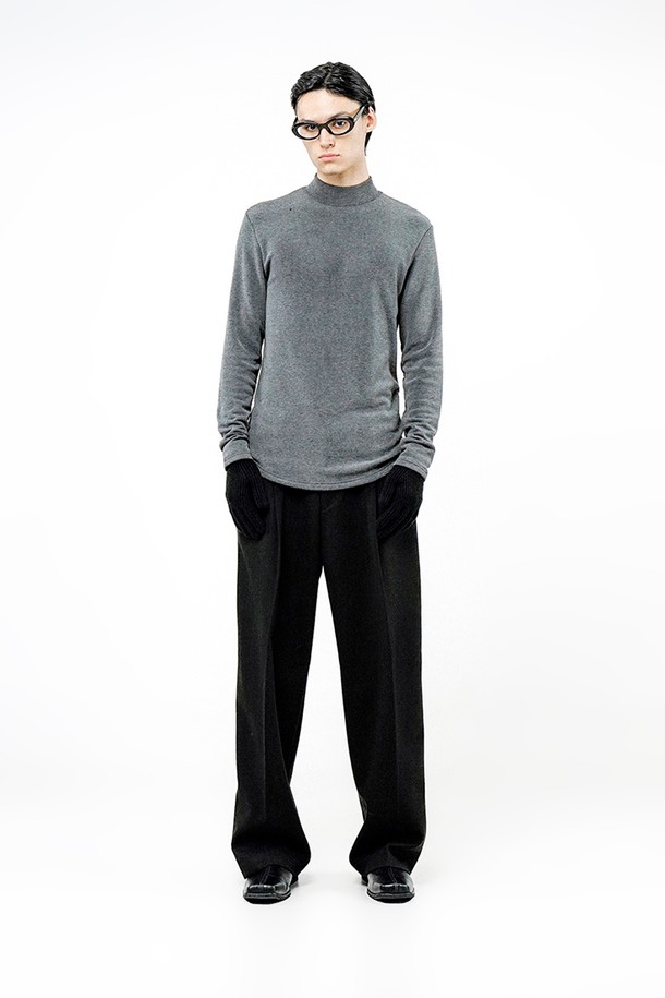 CHANCE'S NOI - 스웨터 - Fleece Wool Half Turtleneck - Charcoal /M244TP03CH