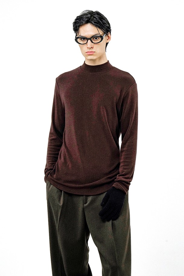 CHANCE'S NOI - 스웨터 - Fleece Wool Half Turtleneck - Brown /M244TP03BR