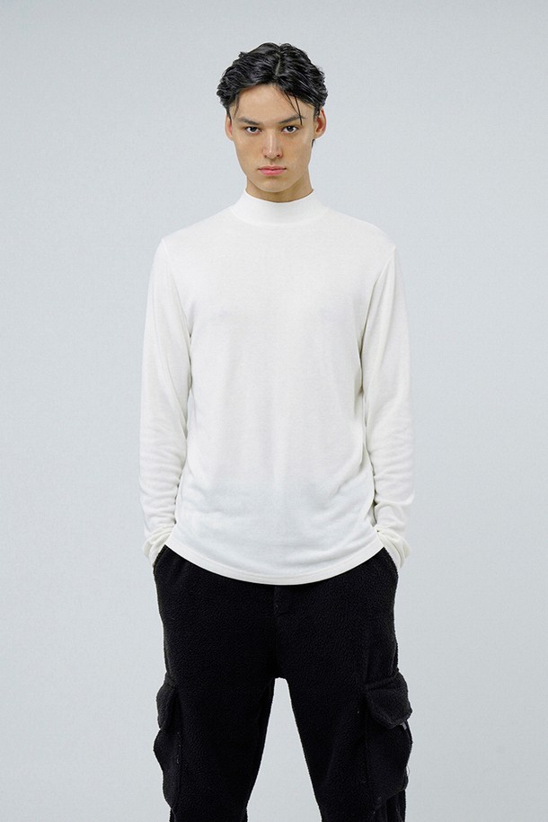 CHANCE'S NOI - 스웨터 - Fleece Wool Half Turtleneck - White /M244TP03WH