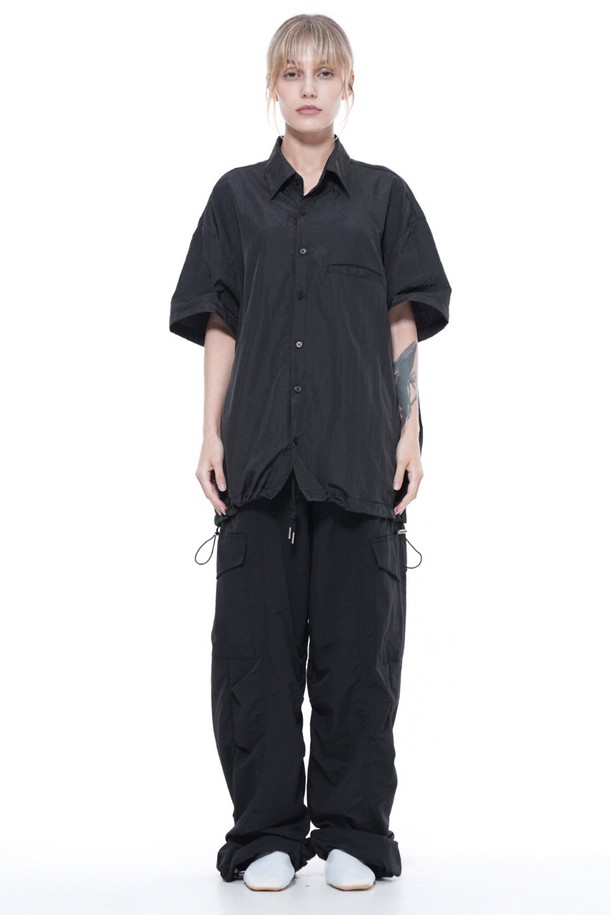 CHANCE'S NOI - 반팔셔츠 - Searsucker String Half Shirt - Black