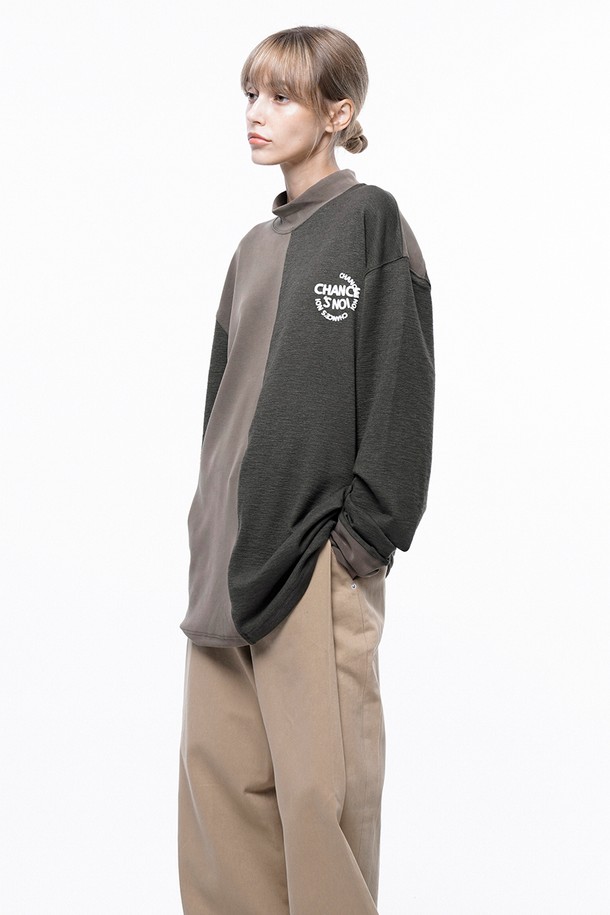 CHANCE'S NOI - 스웨트셔츠 - Circle Reverse Slev Hlaf-neck Sweat - Khaki Beige /M243MT03KA