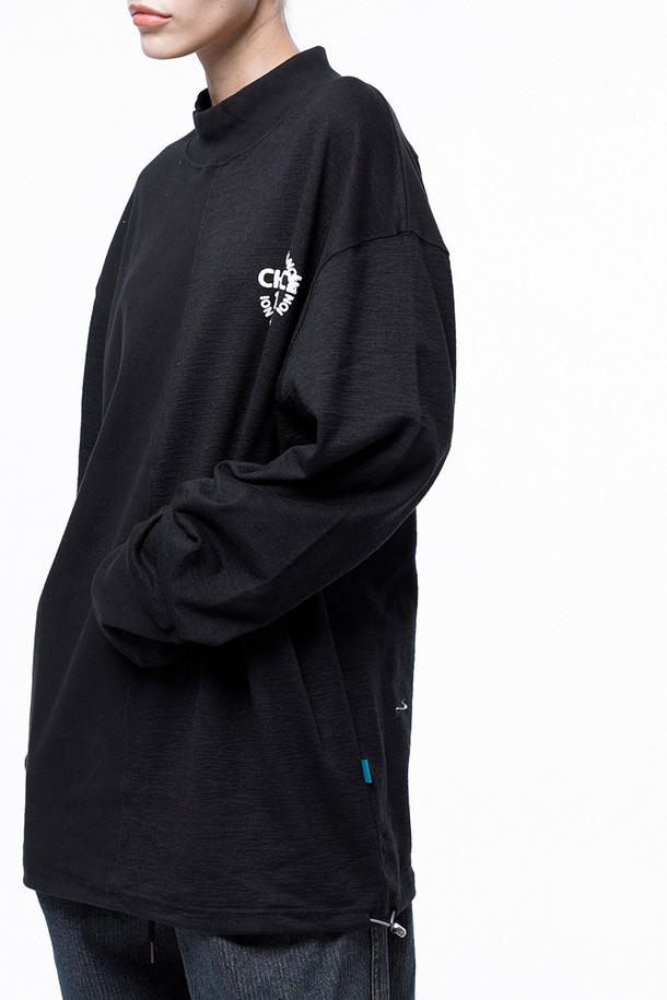 CHANCE'S NOI - 스웨트셔츠 - Circle Reverse Slev Hlaf-neck Sweat - Black /M243MT03BK