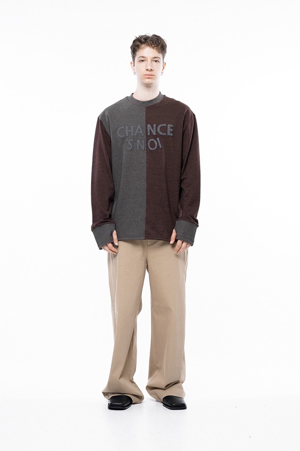 CHANCE'S NOI - 스웨트셔츠 - S`noi Reverse Rib Crew Neck Sweat - Brown Charcoal /M243MT02BR