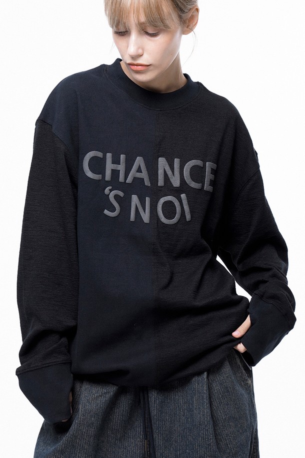 CHANCE'S NOI - 스웨트셔츠 - S`noi Reverse Rib Crew Neck Sweat - Black Navy /M243MT02BK