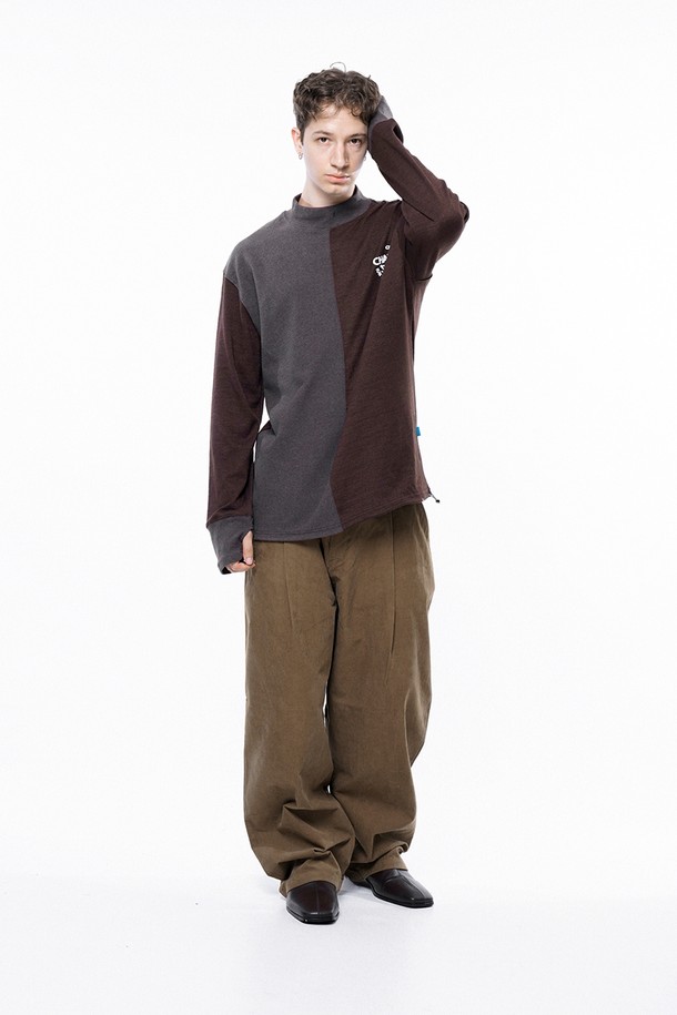 CHANCE'S NOI - 스웨트셔츠 - Circle Reverse Wool Hlaf-neck Sweat - Brown /M243MT04BR