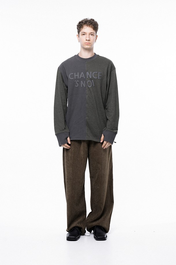 CHANCE'S NOI - 스웨트셔츠 - S`noi Reverse Rib Crew Neck Sweat - Khaki Charcoal /M243MT02CH