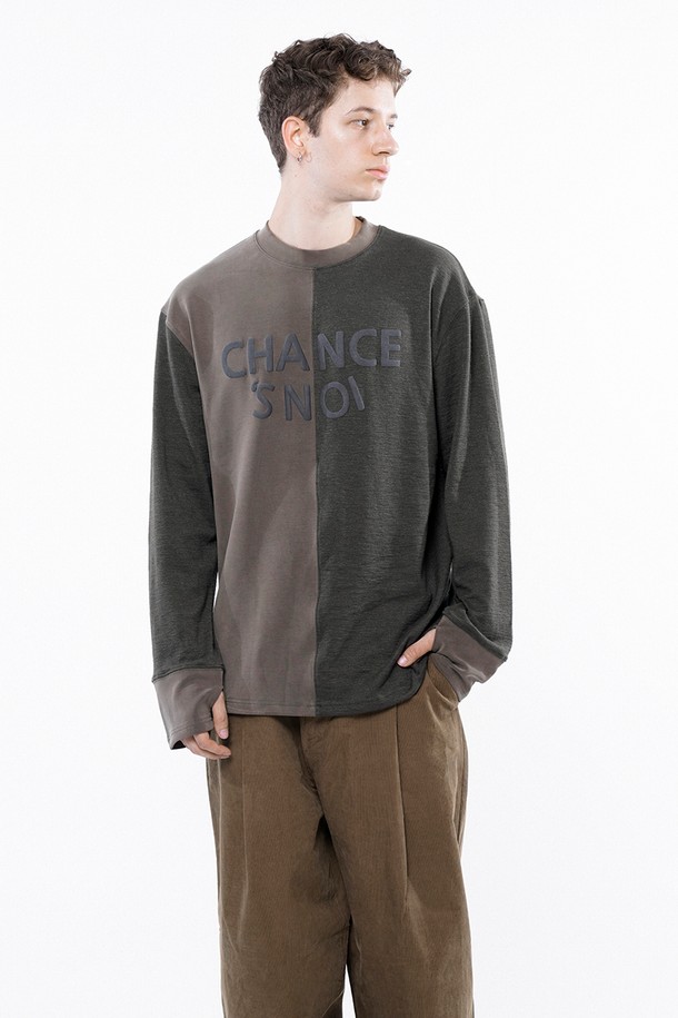 CHANCE'S NOI - 스웨트셔츠 - S`noi Reverse Slev Crew-neck Sweat - Khaki Brown /M243MT01KA