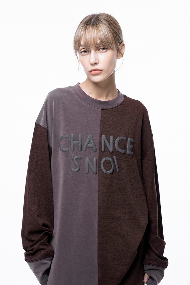 CHANCE'S NOI - 스웨트셔츠 - S`noi Reverse Slev Crew-neck Sweat - Brown /M243MT01BR