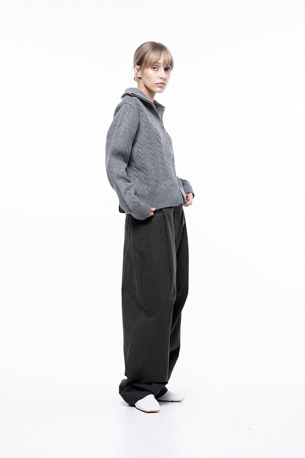 CHANCE'S NOI FOR WOMEN - 캐주얼팬츠 - Corduroy One-tuck Wide Pants - Charcoal /M243PT01CH