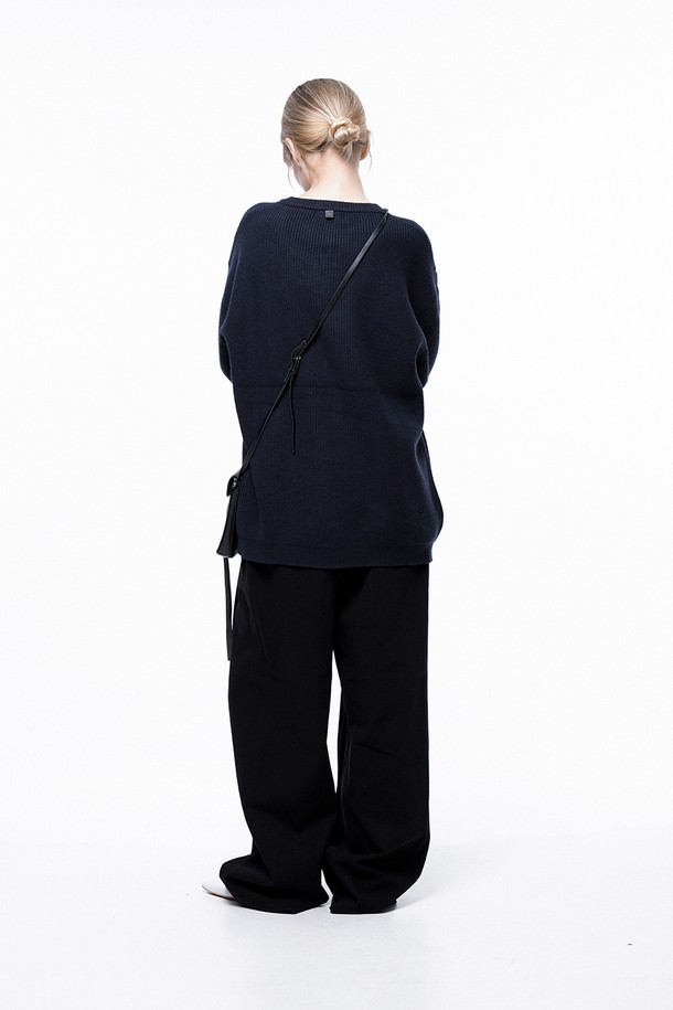 CHANCE'S NOI FOR WOMEN - 캐주얼팬츠 - Side Tuck Wide Cotton Slacks - Black /M243PT04BKW