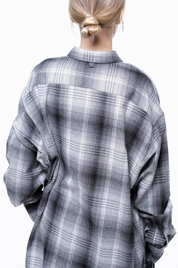 CHANCE'S NOI FOR WOMEN - 긴팔셔츠 - Loose-Fit Flannel Check Shirt - Black /W243SH01BK