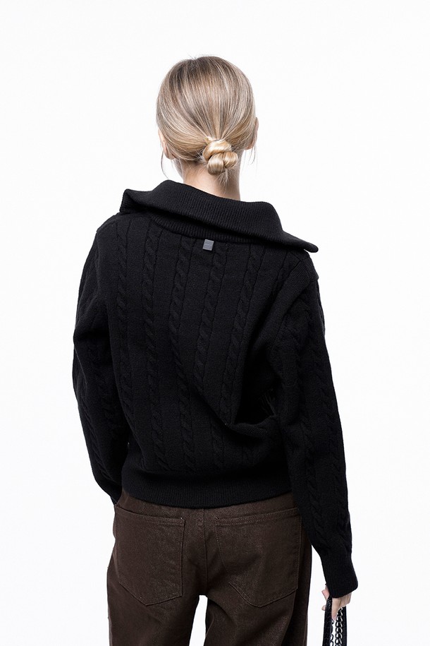 CHANCE'S NOI FOR WOMEN - 스웨터 - Soft Cable Half Zip-up Knit - Black /W243TP01BK