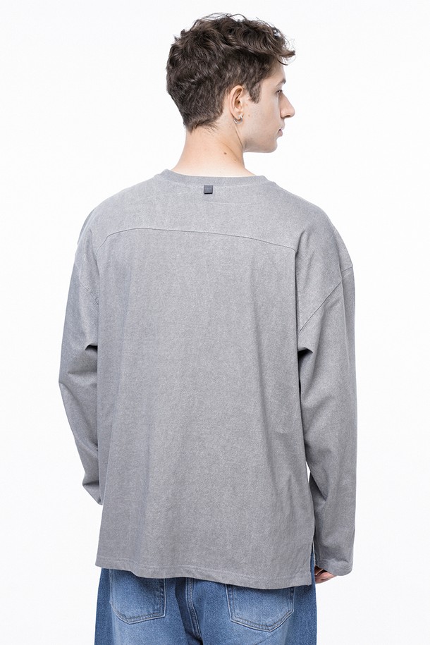 CHANCE'S NOI - 긴팔티셔츠 - Pigment Slit Long sleeved - Gray /M243TP03GR