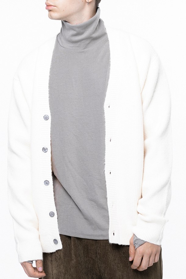 CHANCE'S NOI - 가디건 - Dense Hazzy Y-neck Cardigan - Ivory /M243OT01IV