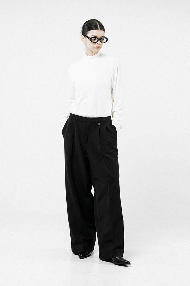 CHANCE'S NOI FOR WOMEN - 캐주얼팬츠 - [for Women] Wool Banding Wide Slacks - Black /W244PT01BK