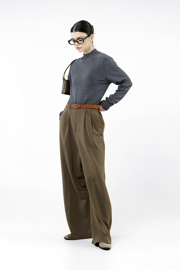 CHANCE'S NOI FOR WOMEN - 캐주얼팬츠 - [for Women] Wool Banding Wide Slacks - Brown /W244PT01BR