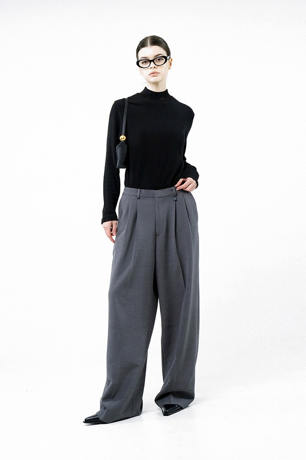 CHANCE'S NOI FOR WOMEN - 캐주얼팬츠 - [for Women] Wool Banding Wide Slacks - Gray /W244PT01GR