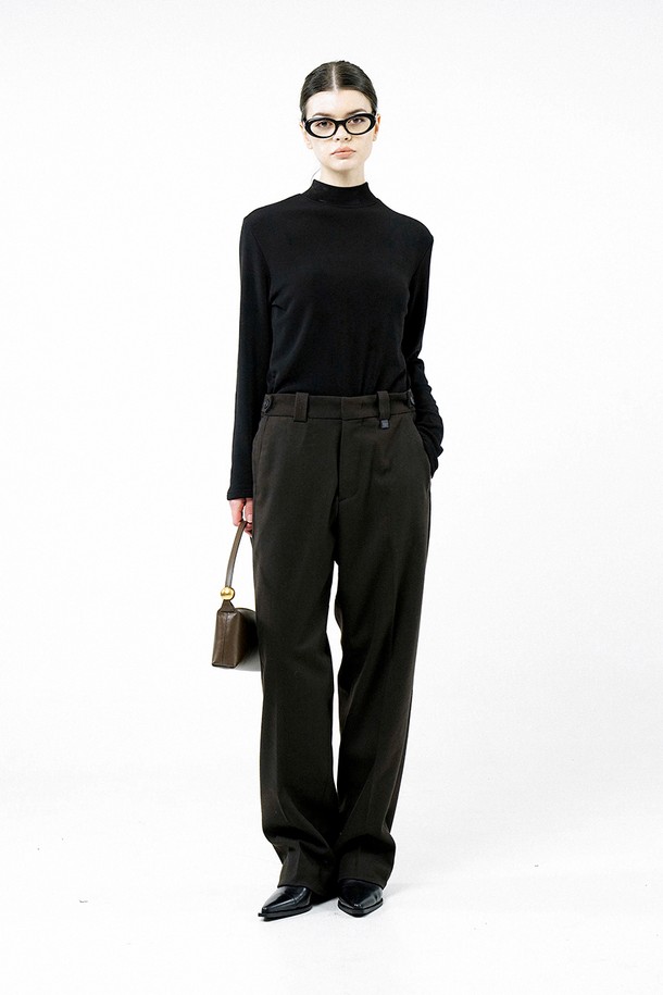 CHANCE'S NOI FOR WOMEN - 캐주얼팬츠 - [for Women] Flap Button Wool Slacks - Dark Brown /W244PT02DB