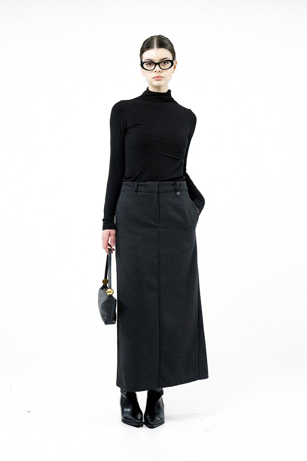 CHANCE'S NOI FOR WOMEN - 롱스커트 - [for Women] Back-Slit Wool Long Skirt - Charcoal /W244SK01CH